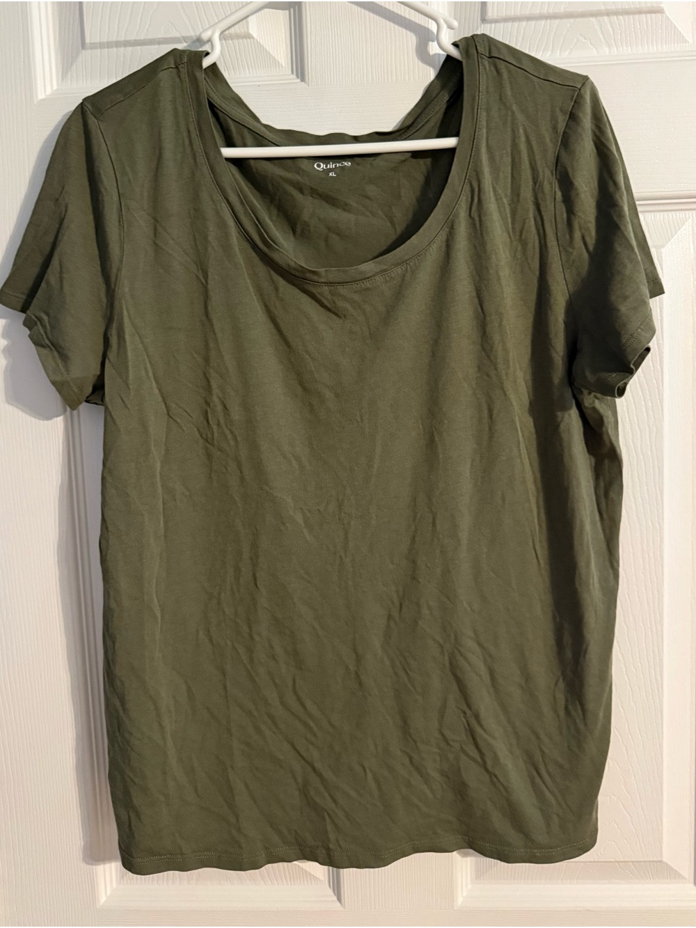 Quince Women’s Olive Green Scoop Neck T-Shirt Size XL Cotton Modal